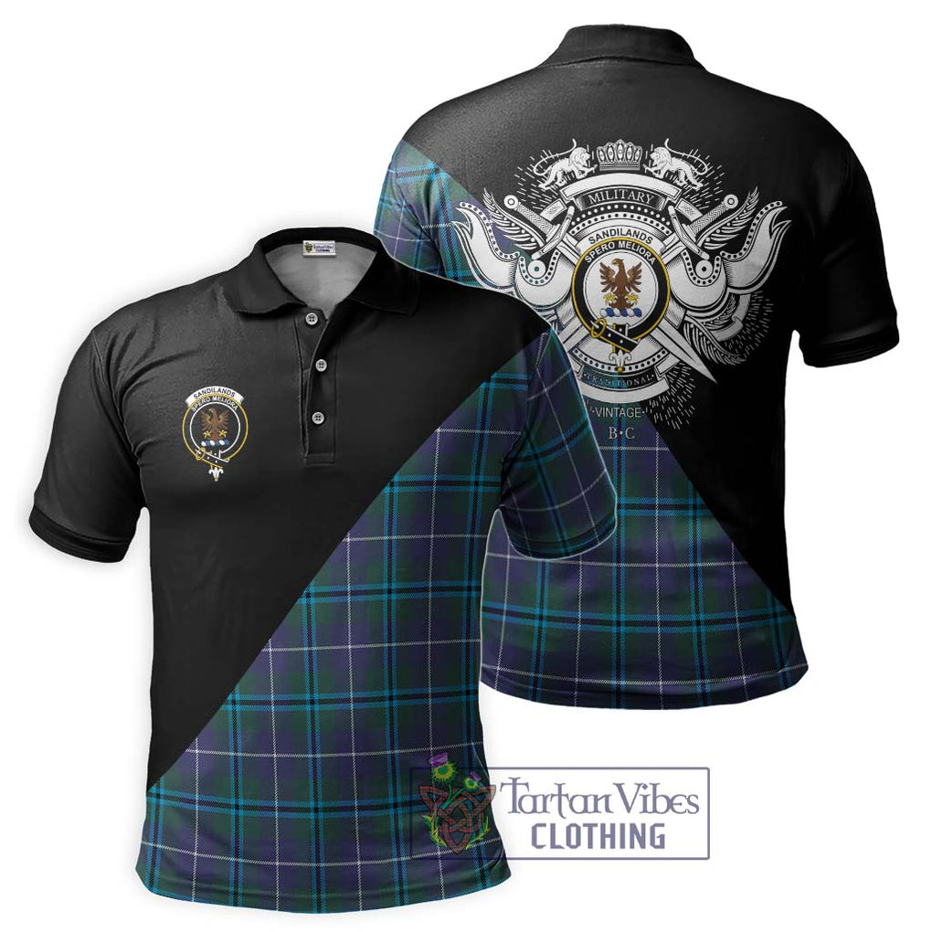 Sandilands Tartan Polo Shirt with Family Crest and Military Logo Style Kid - Tartanvibesclothing Shop