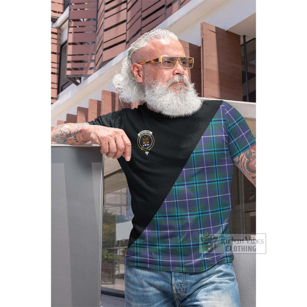 Tartan Vibes Clothing Sandilands Tartan Cotton T-shirt with Family Crest and Military Logo Style