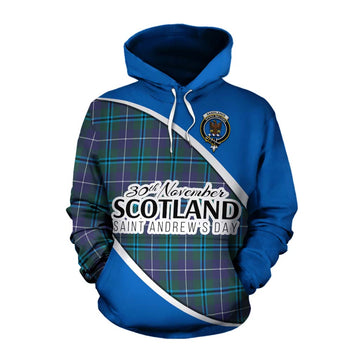 Sandilands Family Crest Tartan Cotton Hoodie Celebrate Saint Andrew's Day in Style