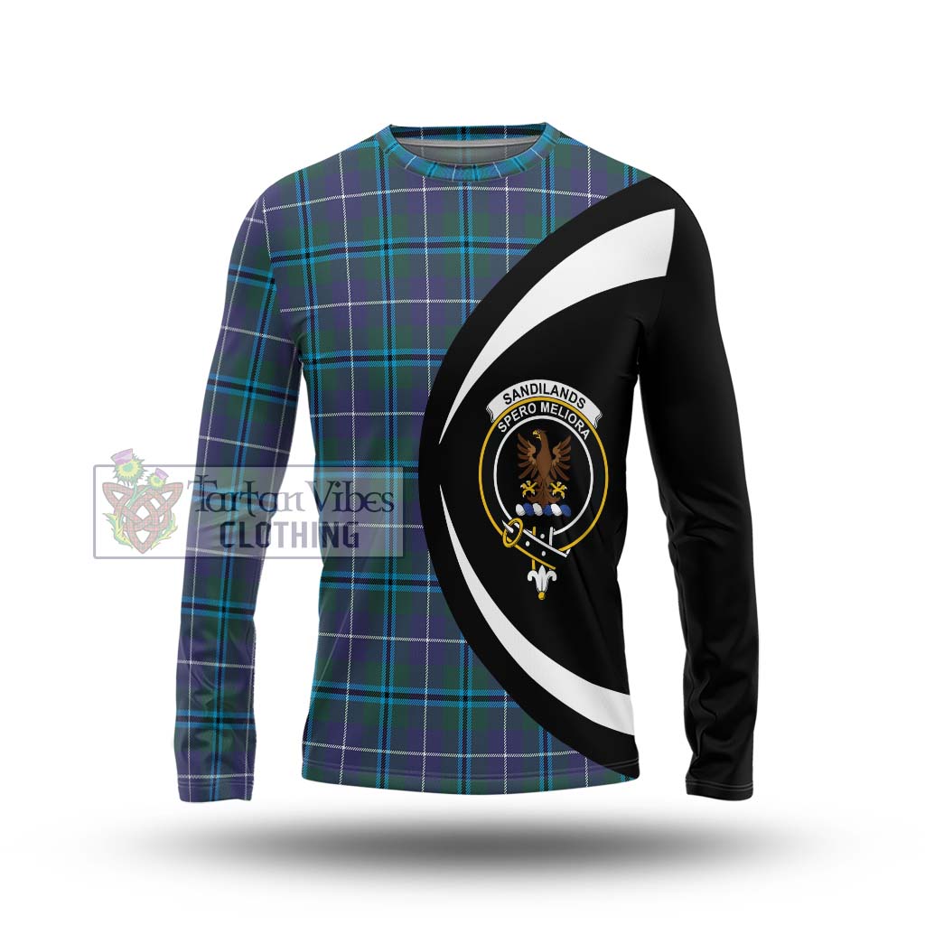 Sandilands Tartan Long Sleeve T-Shirt with Family Crest Circle Style Unisex - Tartan Vibes Clothing