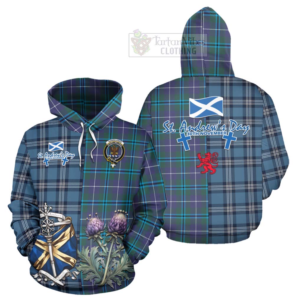 Tartan Vibes Clothing Sandilands Tartan Hoodie Happy St. Andrew's Day Half Tartan Style