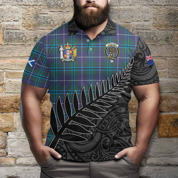 Sandilands Crest Tartan Polo Shirt with New Zealand Silver Fern Half Style