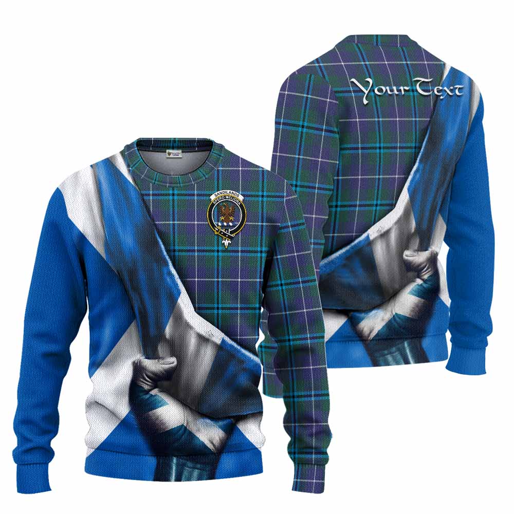 Tartan Vibes Clothing Sandilands Tartan Knitted Sweater with Family Crest Scotland Patriotic Style