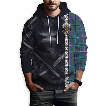 Sandilands Tartan Hoodie with Family Crest Cross Sword Thistle Celtic Vibes