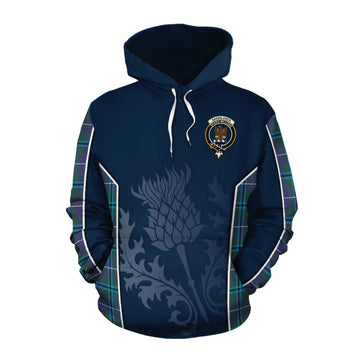 Sandilands Tartan Cotton Hoodie with Family Crest and Scottish Thistle Vibes Sport Style