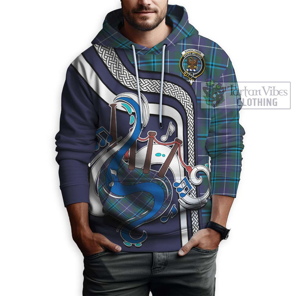 Sandilands Tartan Hoodie with Epic Bagpipe Style Zip Hoodie - Tartanvibesclothing Shop