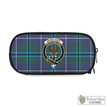 Sandilands Tartan Pen and Pencil Case with Family Crest