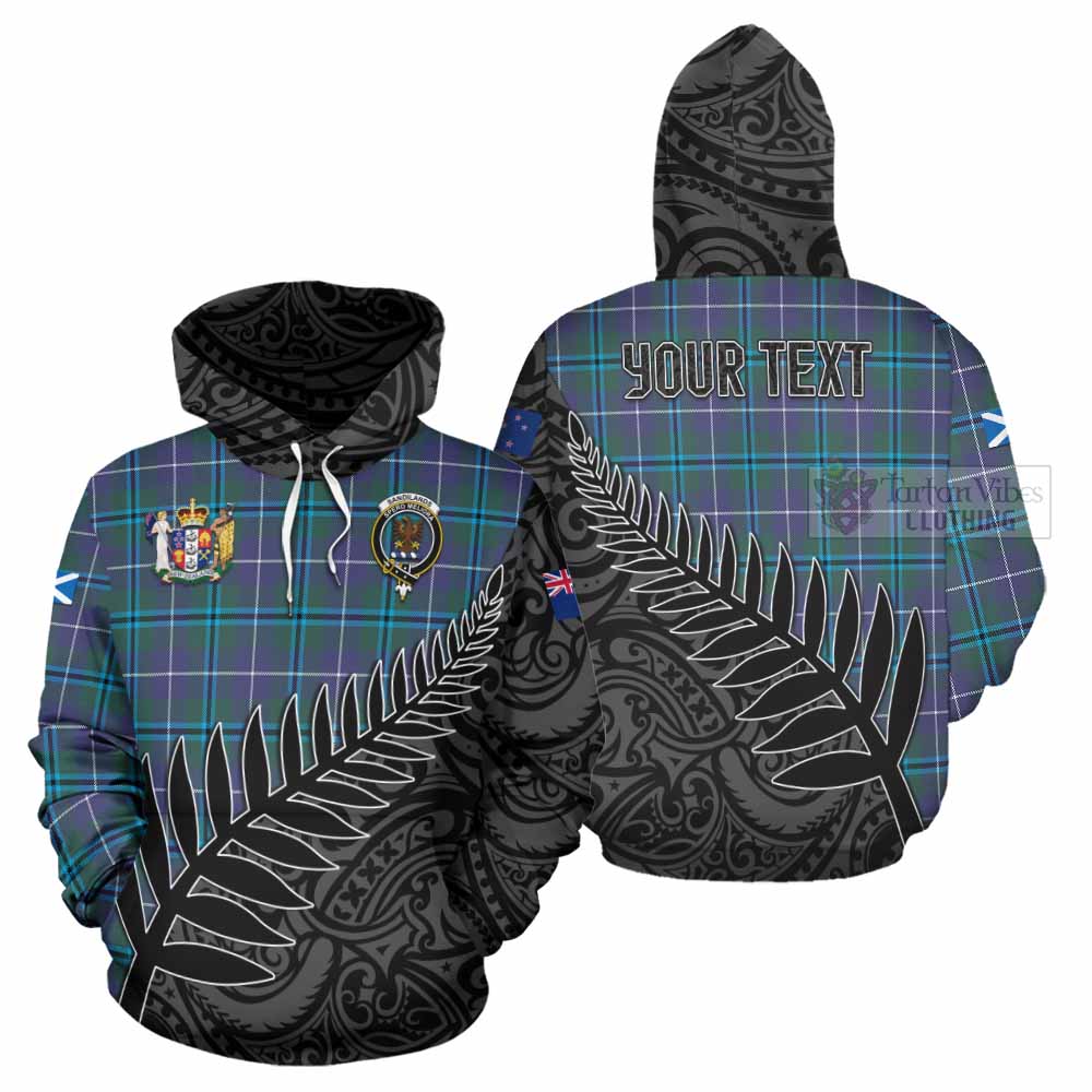 Tartan Vibes Clothing Sandilands Crest Tartan Hoodie with New Zealand Silver Fern Half Style