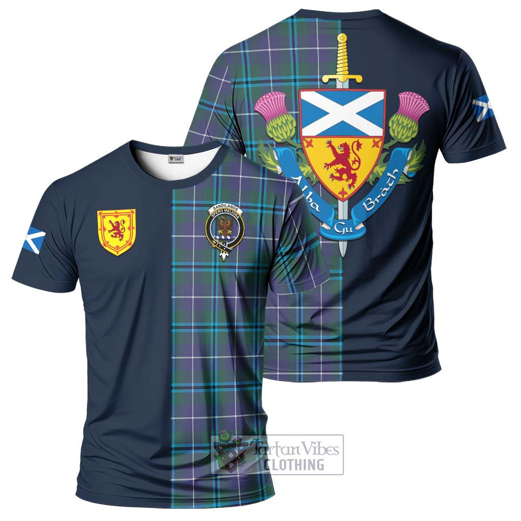 Tartan Vibes Clothing Sandilands Tartan T-Shirt Alba with Scottish Lion Royal Arm Half Style