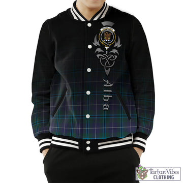 Sandilands Tartan Baseball Jacket Featuring Alba Gu Brath Family Crest Celtic Inspired