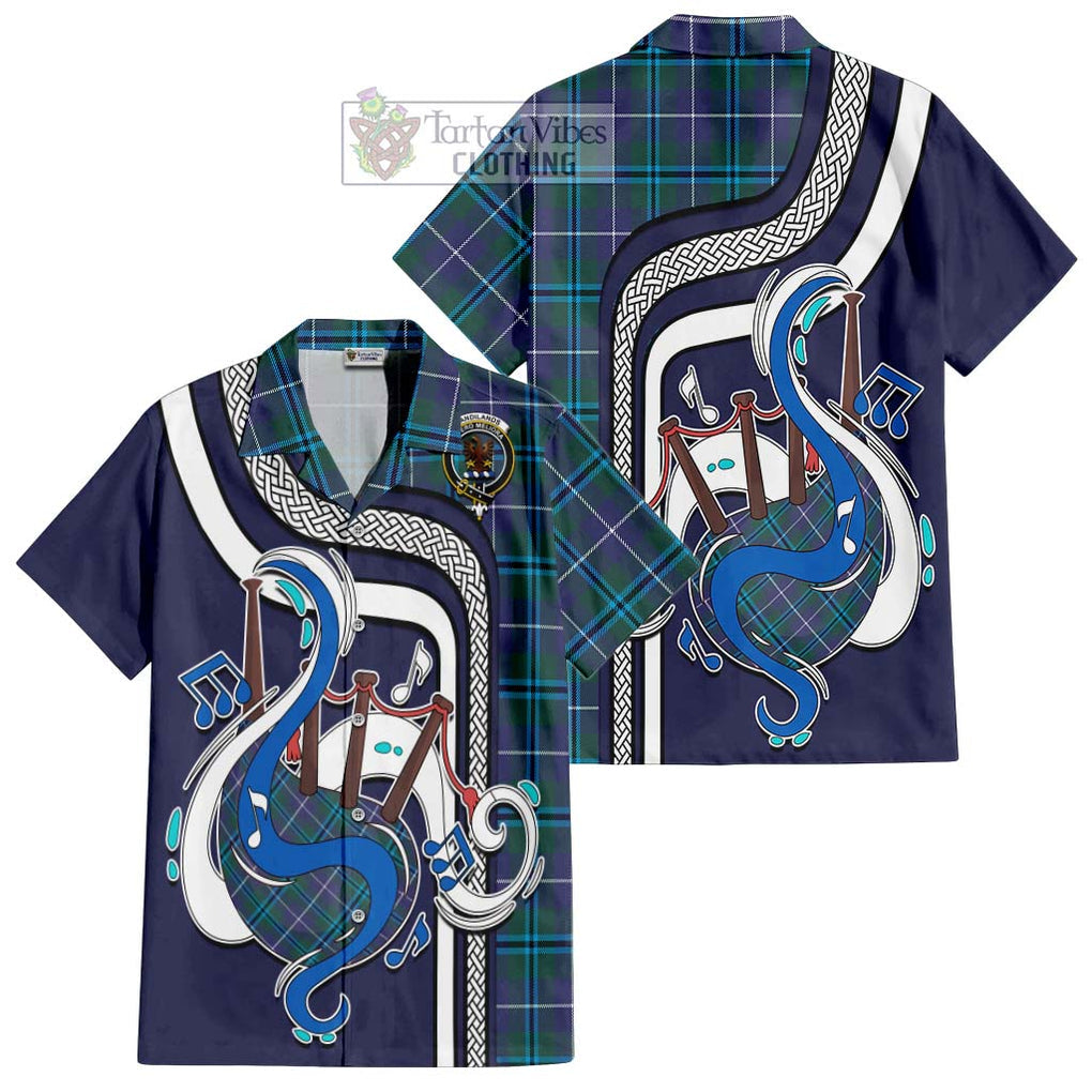 Sandilands Tartan Short Sleeve Button Shirt with Epic Bagpipe Style Kid - Tartanvibesclothing Shop