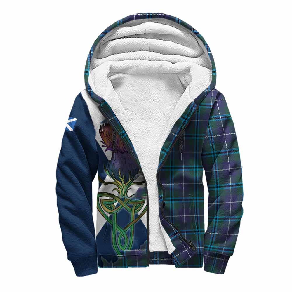 Sandilands Tartan Family Crest Sherpa Hoodie Scottish Thistle Celtic Inspired Unisex S - Tartan Vibes Clothing