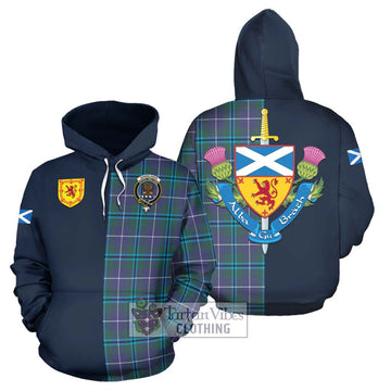 Sandilands Tartan Hoodie Alba with Scottish Lion Royal Arm Half Style