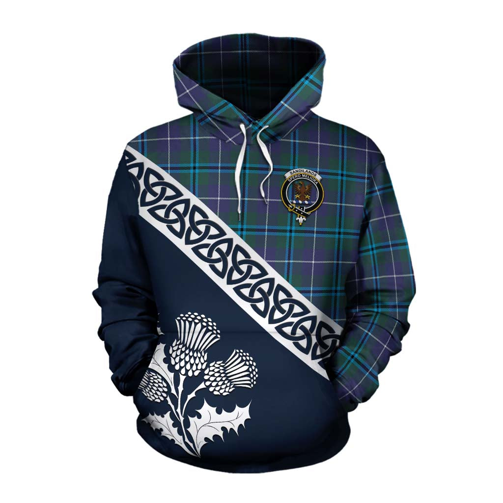 Tartan Vibes Clothing Sandilands Tartan Cotton Hoodie Featuring Thistle and Scotland Map