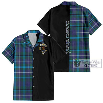 Sandilands Tartan Short Sleeve Button Shirt with Family Crest and Half Of Me Style