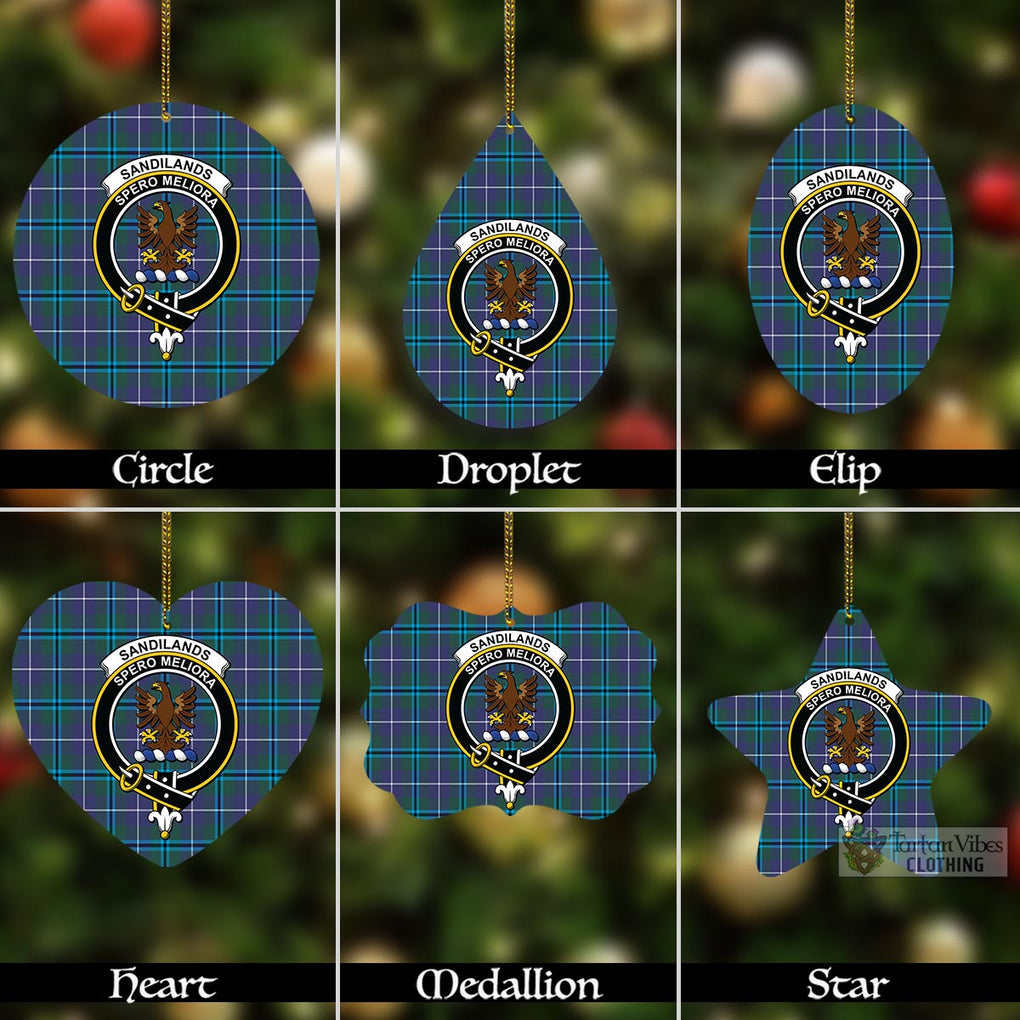 Tartan Vibes Clothing Sandilands Tartan Christmas Aluminium Ornament with Family Crest