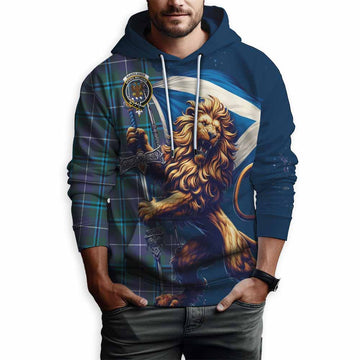 Sandilands Tartan Family Crest Hoodie with Scottish Majestic Lion