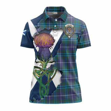 Sandilands Tartan Family Crest Women's Polo Shirt Scottish Thistle Celtic Inspired Women - Tartan Vibes Clothing