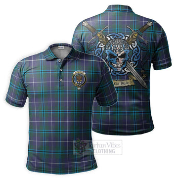 Sandilands Tartan Polo Shirt with Family Crest Celtic Skull Style