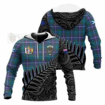 Sandilands Crest Tartan Knitted Hoodie with New Zealand Silver Fern Half Style