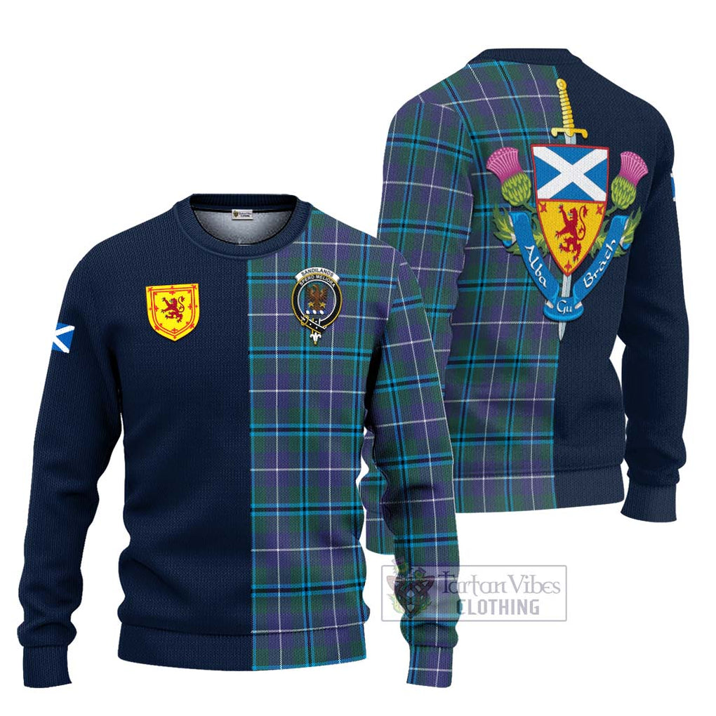 Tartan Vibes Clothing Sandilands Tartan Knitted Sweater with Scottish Lion Royal Arm Half Style