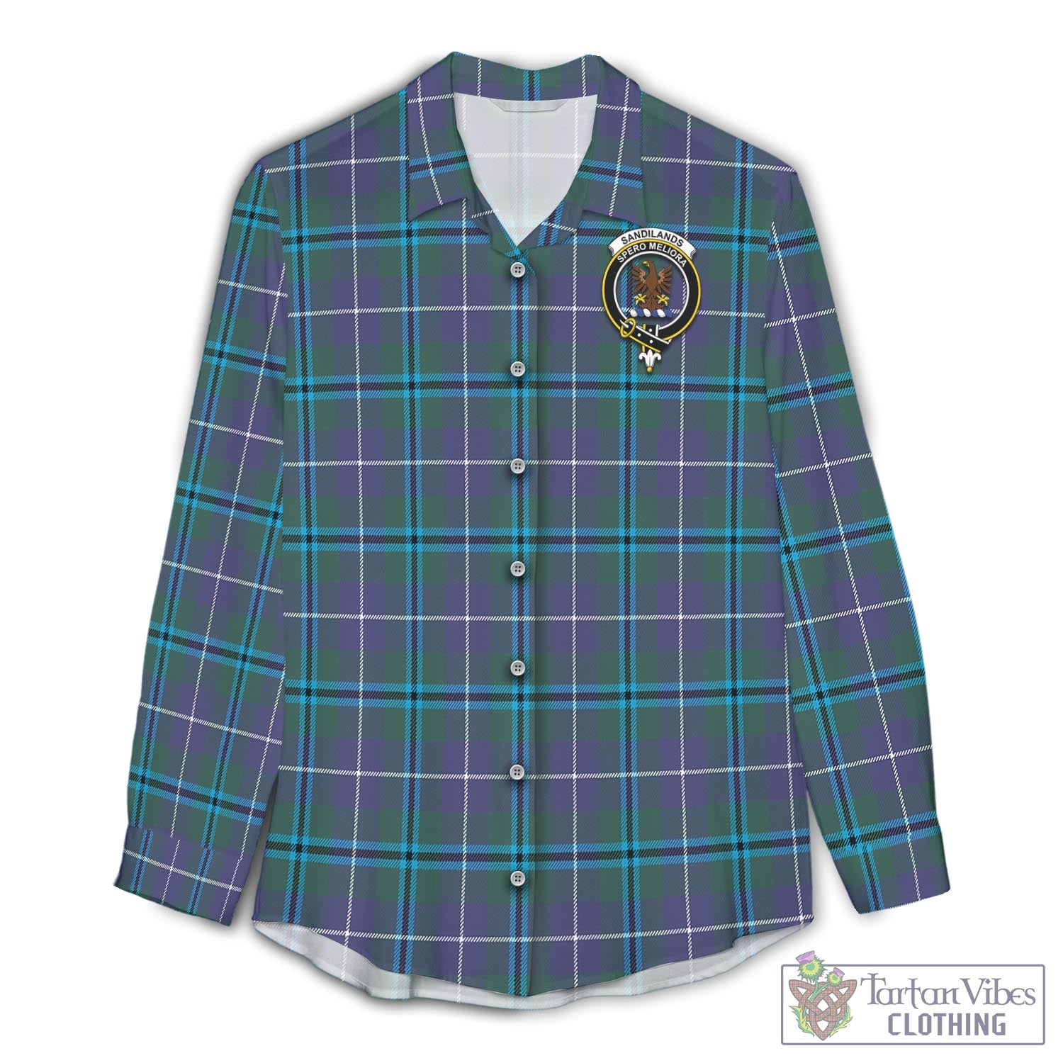 Tartan Vibes Clothing Sandilands Tartan Womens Casual Shirt with Family Crest