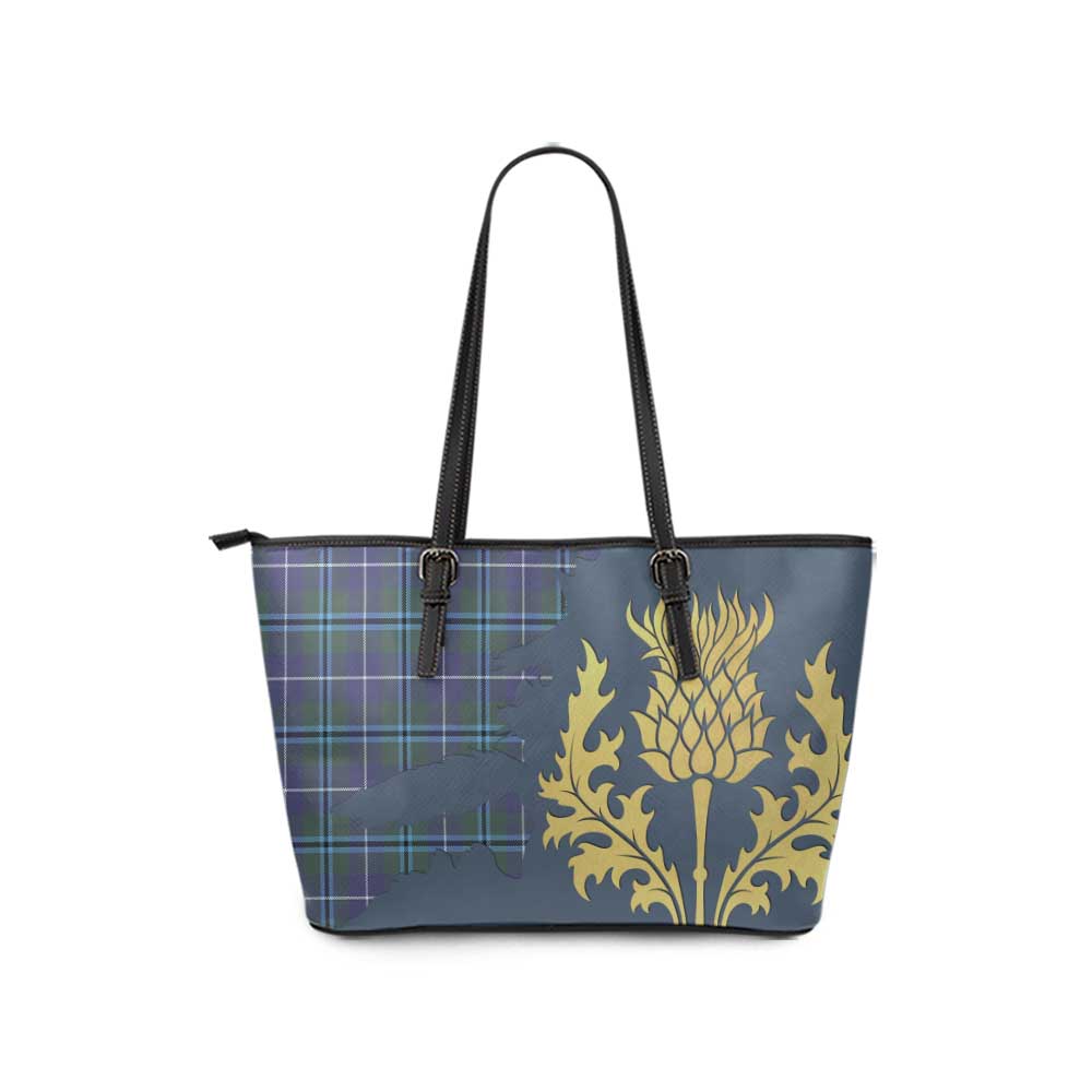 Sandilands Tartan Leather Tote Bag Gold Thistle Style - Tartan Vibes Clothing