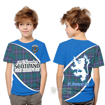 Sandilands Family Crest Tartan Kid T-Shirt Celebrate Saint Andrew's Day in Style