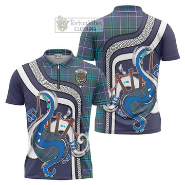 Sandilands Tartan Zipper Polo Shirt with Epic Bagpipe Style