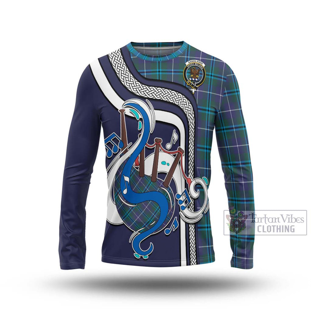 Tartan Vibes Clothing Sandilands Tartan Long Sleeve T-Shirt with Epic Bagpipe Style