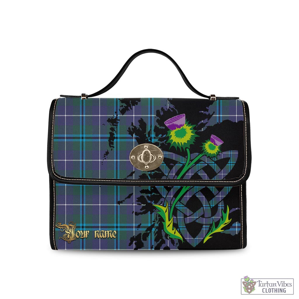 Tartan Vibes Clothing Sandilands Tartan Waterproof Canvas Bag with Scotland Map and Thistle Celtic Accents