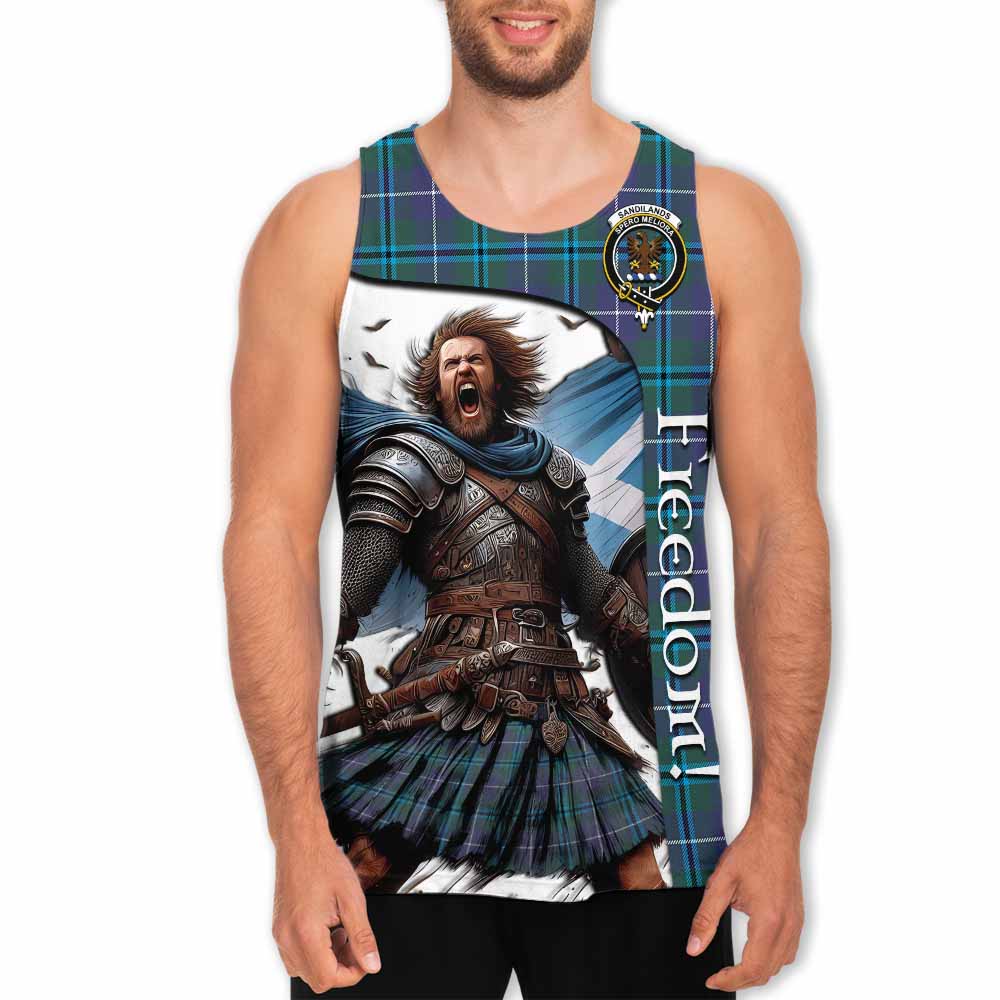 Tartan Vibes Clothing Sandilands Crest Tartan Men's Tank Top Inspired by the Freedom of Scottish Warrior