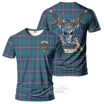 Sandilands Tartan T-Shirt with Family Crest Celtic Skull Style