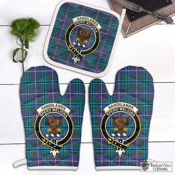 Sandilands Tartan Combo Oven Mitt & Pot-Holder with Family Crest White - Tartan Vibes Clothing