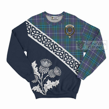 Sandilands Tartan Sweatshirt Featuring Thistle and Scotland Map