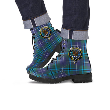 Sandilands Tartan Leather Boots with Family Crest