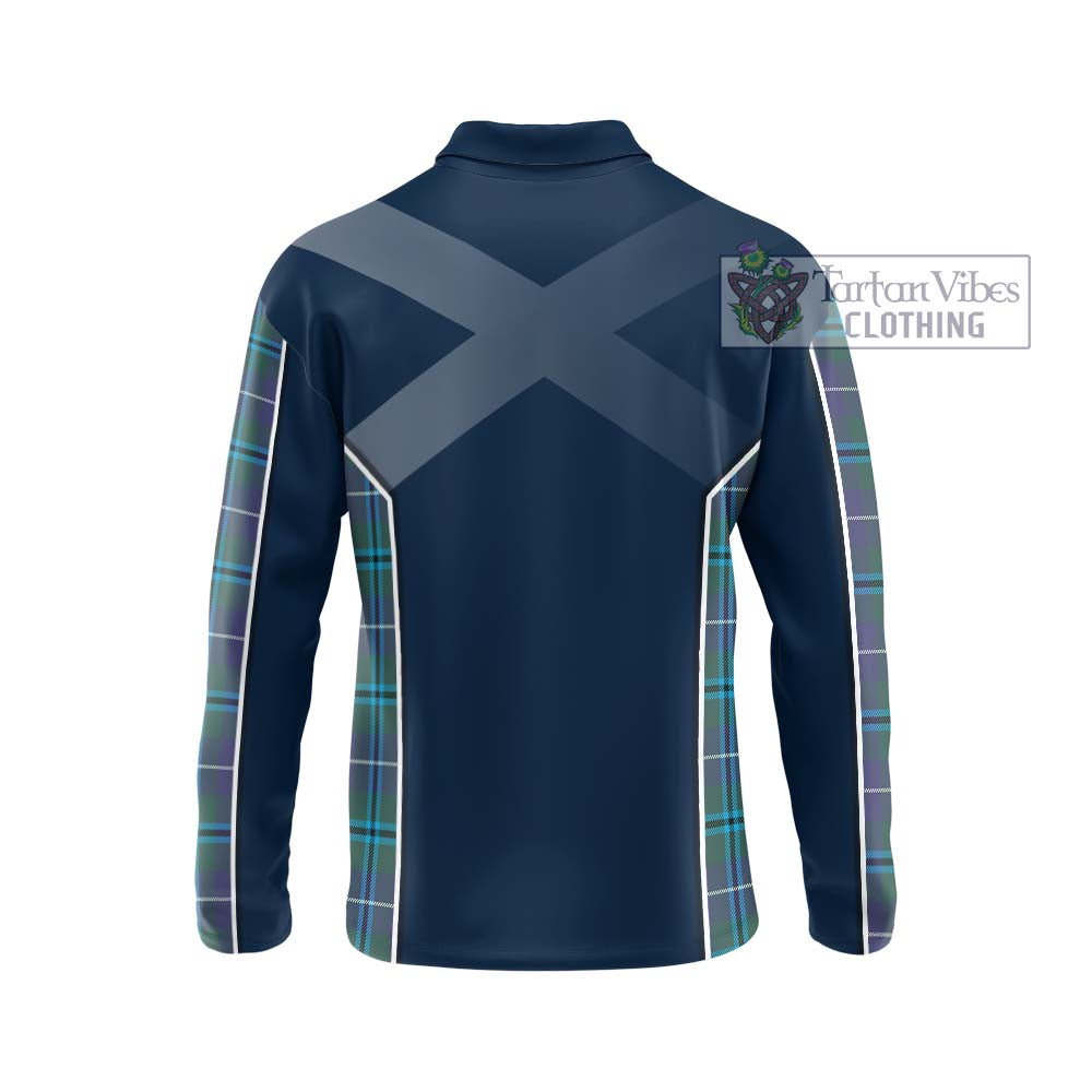 Sandilands Tartan Long Sleeve Polo Shirt with Family Crest and Lion Rampant Vibes Sport Style - Tartan Vibes Clothing