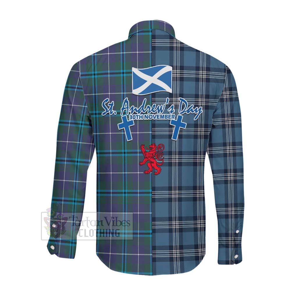 Tartan Vibes Clothing Sandilands Tartan Long Sleeve Button Shirt Happy St. Andrew's Day Half Tartan Style