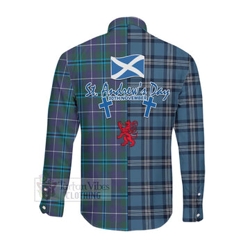 Sandilands Tartan Long Sleeve Button Shirt Happy St. Andrew's Day Half Tartan Style