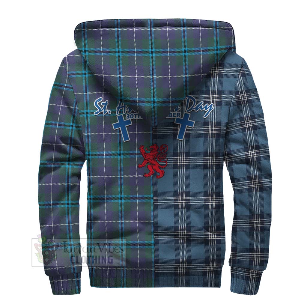 Tartan Vibes Clothing Sandilands Tartan Sherpa Hoodie Happy St. Andrew's Day Half Tartan Style