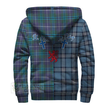 Sandilands Tartan Sherpa Hoodie Happy St. Andrew's Day Half Tartan Style