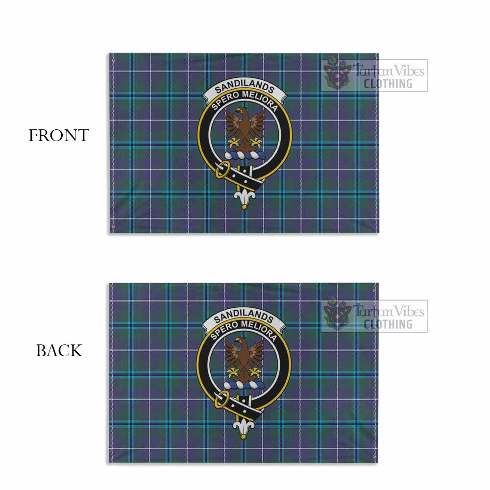 Tartan Vibes Clothing Sandilands Tartan House Flag with Family Crest