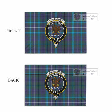 Sandilands Tartan House Flag with Family Crest