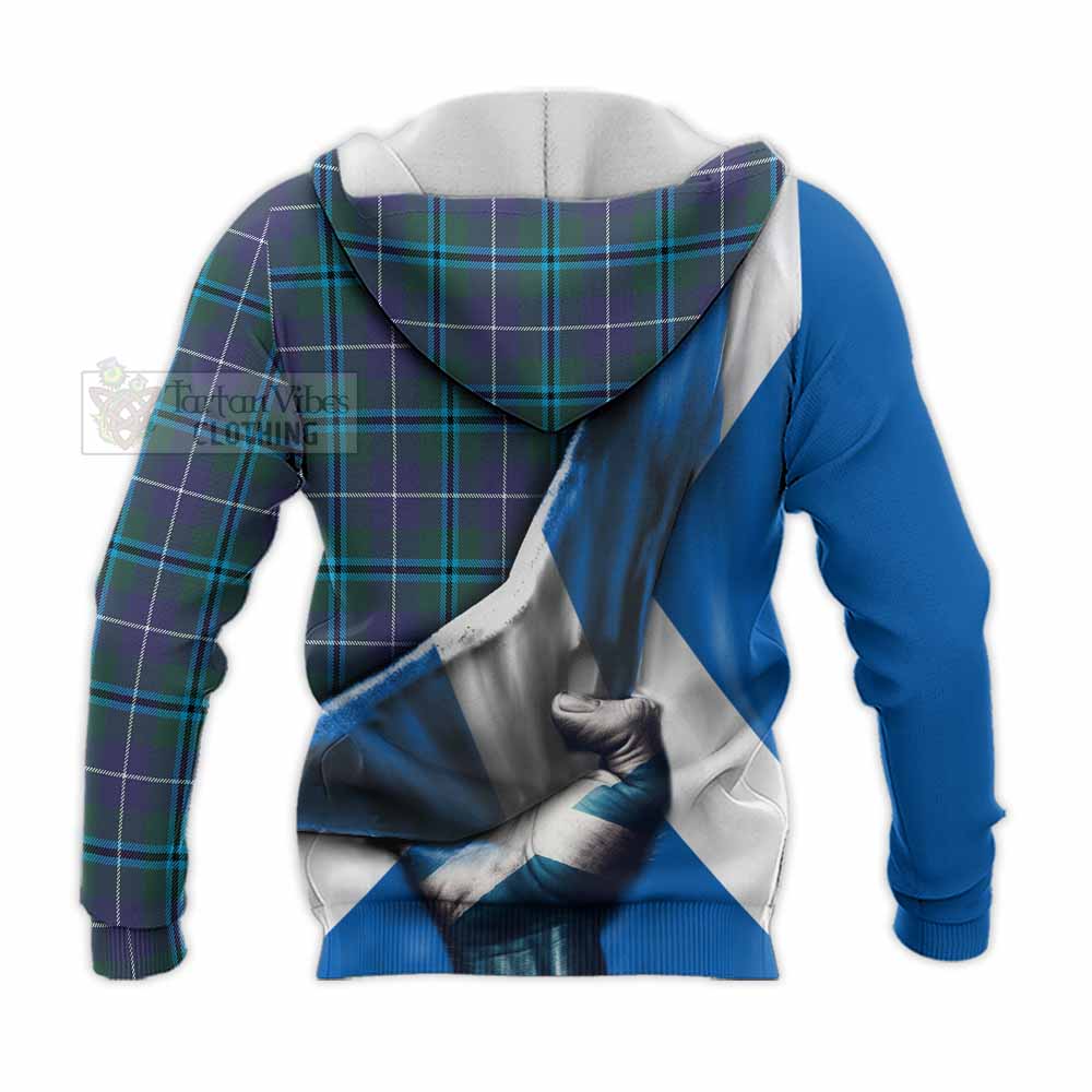 Tartan Vibes Clothing Sandilands Tartan Knitted Hoodie with Family Crest Scotland Patriotic Style