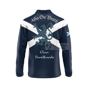 Sandilands Tartan Lion Rampant Long Sleeve Polo Shirt  Proudly Display Your Heritage with Alba Gu Brath and Clan Name