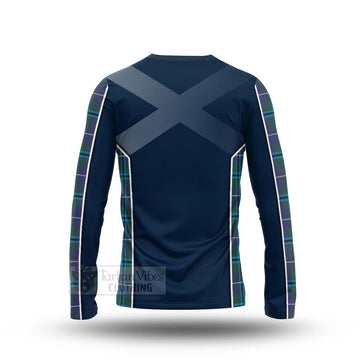 Sandilands Tartan Long Sleeve T-Shirt with Family Crest and Scottish Thistle Vibes Sport Style