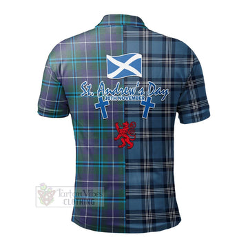 Sandilands Tartan Polo Shirt Happy St. Andrew's Day Half Tartan Style