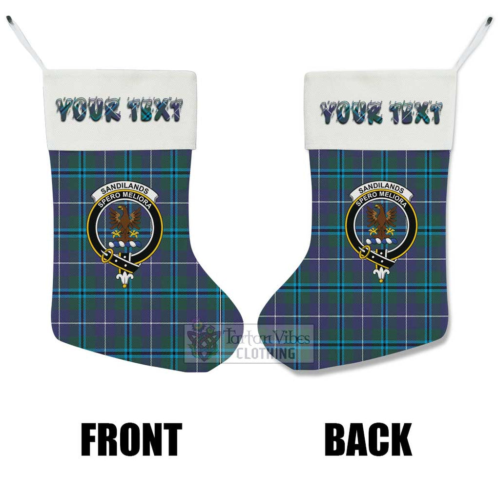 Tartan Vibes Clothing Sandilands Tartan Family Crest Christmas Stocking with Personalized Text