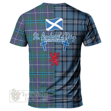 Sandilands Tartan T-Shirt Happy St. Andrew's Day Half Tartan Style