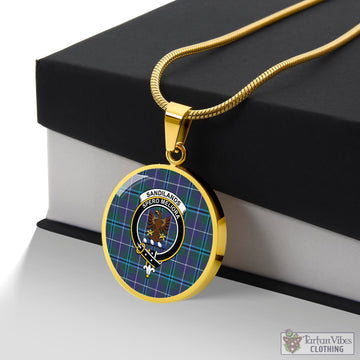 Sandilands Tartan Circle Necklace with Family Crest